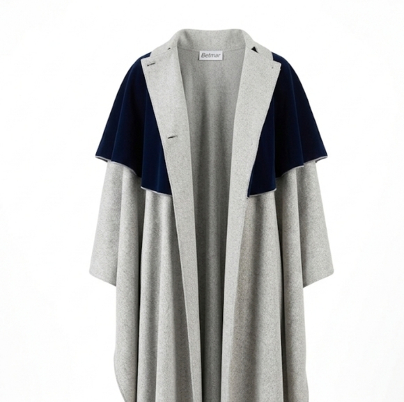 Rare Vintage Betmar NY Velvet and Wool Cape - Picture 4 of 5